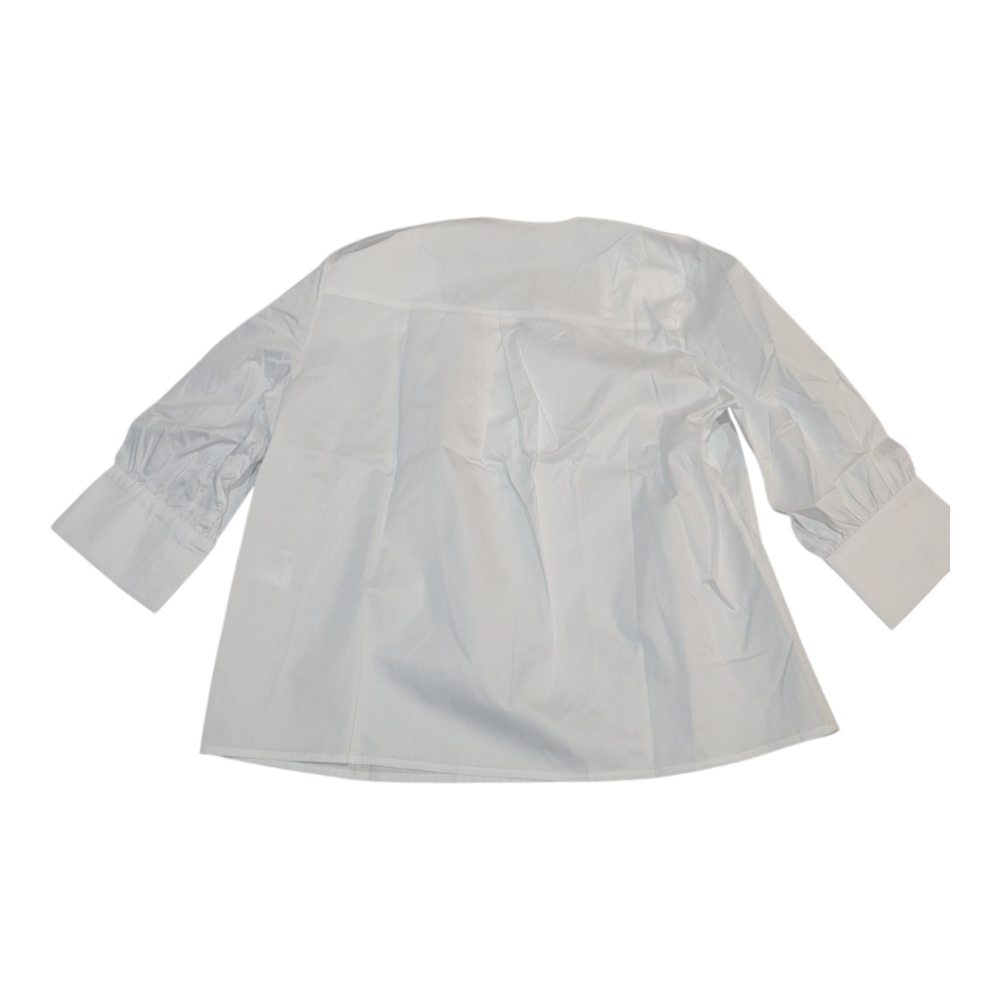 NWT HARSHMAN TONYA Cotton Popover Blouse Balloon Sleeve White Size M MSRP $193 - Picture 2 of 6